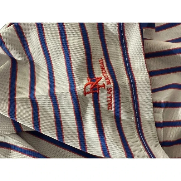 Fennec Men's White & Blue Striped Short Sleeve golf Polo Shirt Size Large - Picture 3 of 5